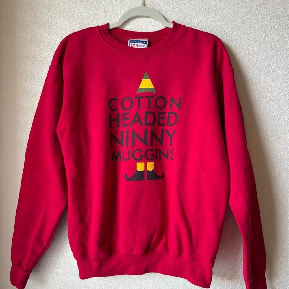 Elf Cotton-Headed Ninny Muggins Red Pullover Sweatshirt unisex small Goldman